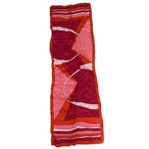VERA Neumann Scarf ~ Signed ~ Pink Orange Red Abstract 14" x 42"